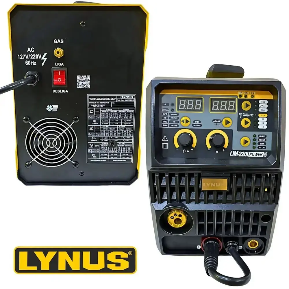 Solda mig/tig/eletrodo multiprocessos bivolt com suporte de arame 15KG Lynus — fotografia 6