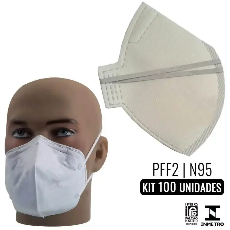 Respirador PFF2-S N95 Branco s/ Válvula Kit com 100 Unidades ALLIANCE