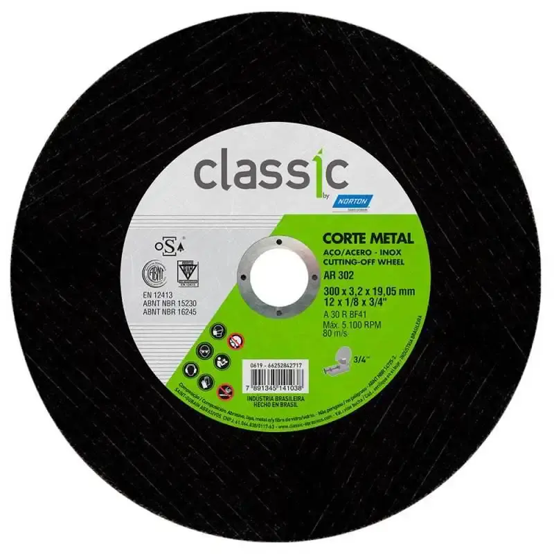 Disco de Corte Classic 12 POL 300 x 3.2 x 25.40 MM para Metal 66252842718 NORTON