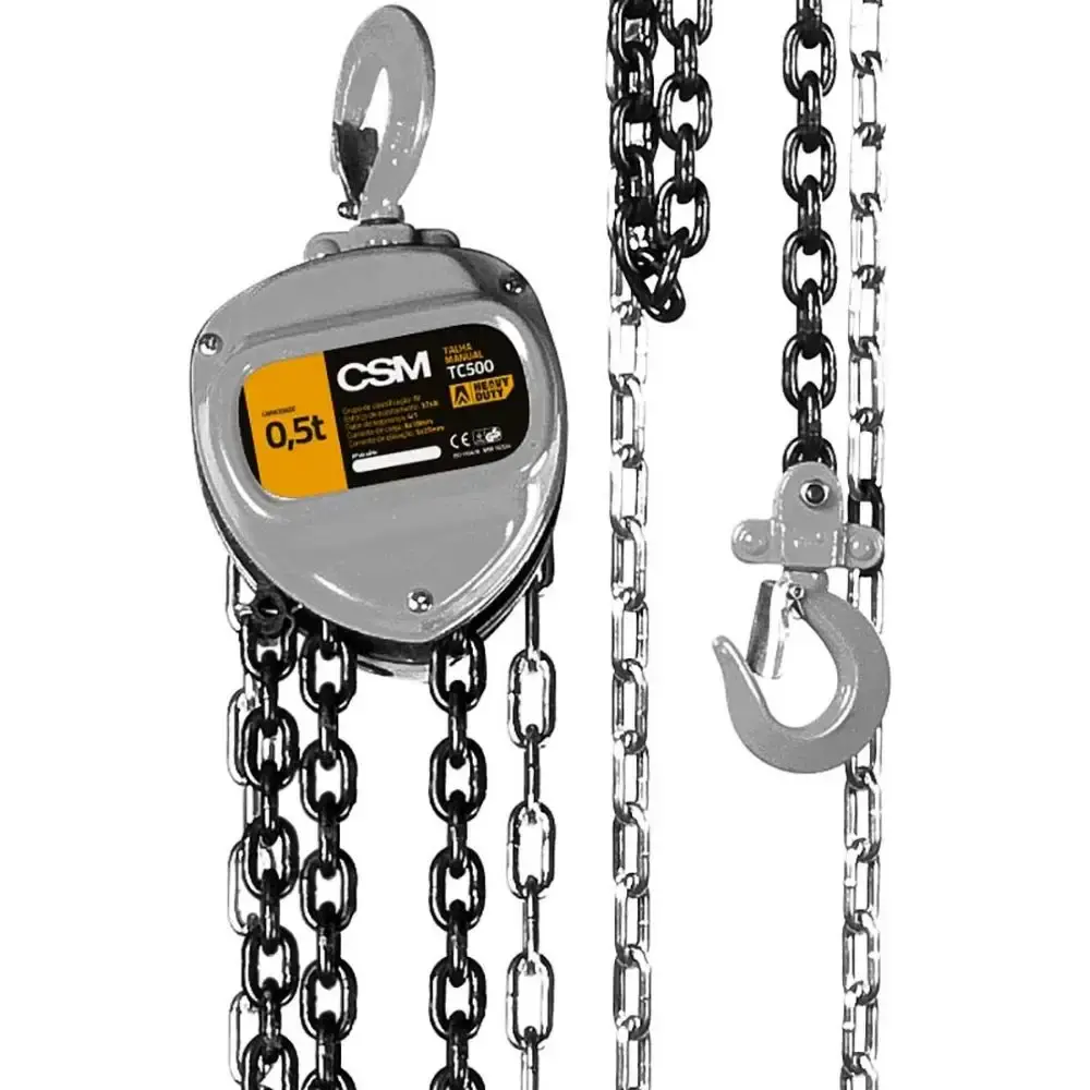 Talha manual de corrente 0.5 TON elevação 5 metros TC 500 CSM
