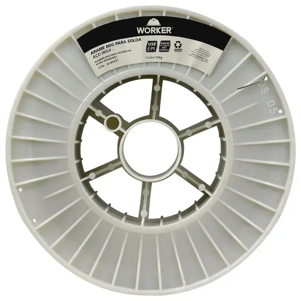 Arame de solda mig aço inox 308L 0,8MM 15KG Worker — fotografia 5