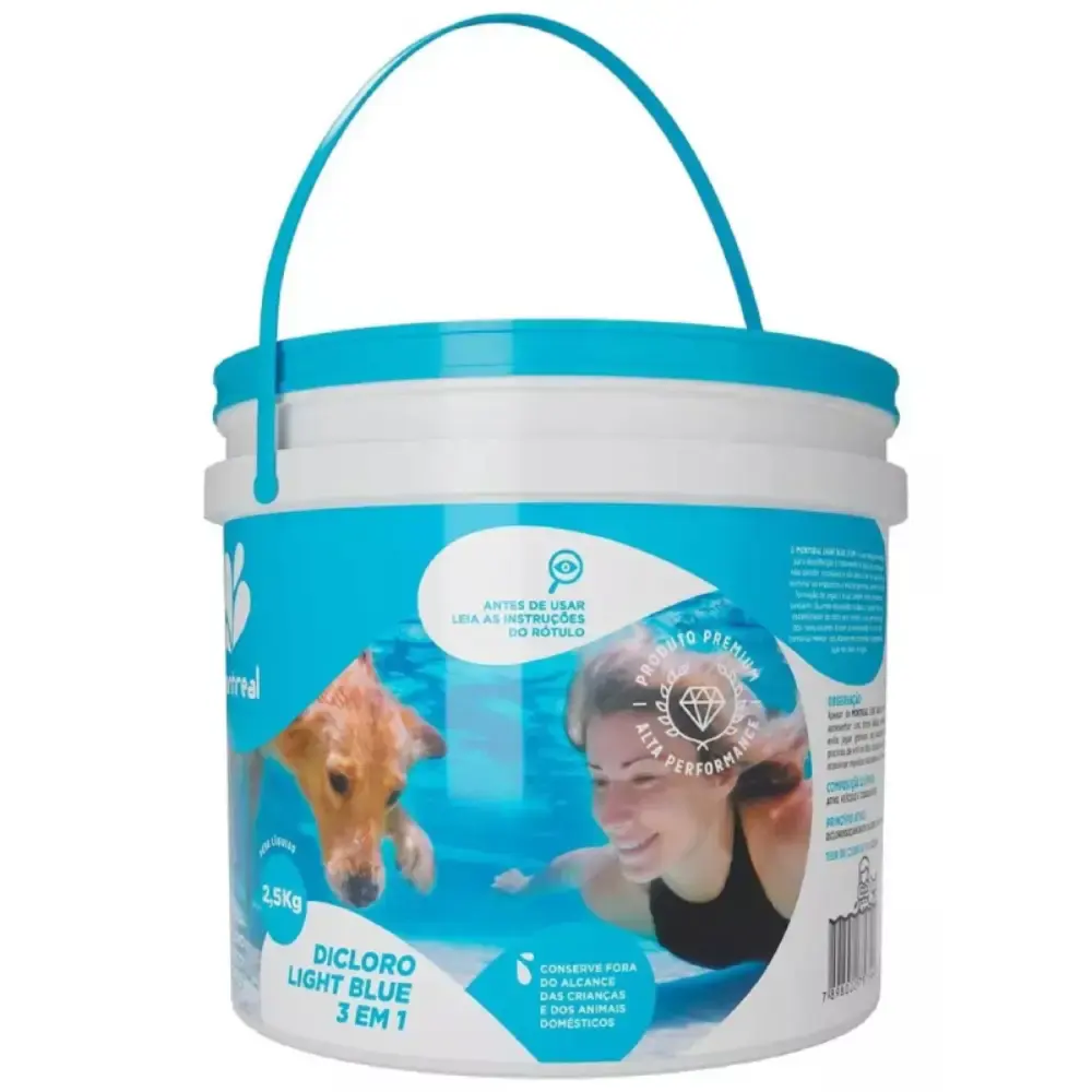 Cloro granulado dicloro de sódio para piscinas light blue balde 10 KG 3 em 1 montreal Momfort