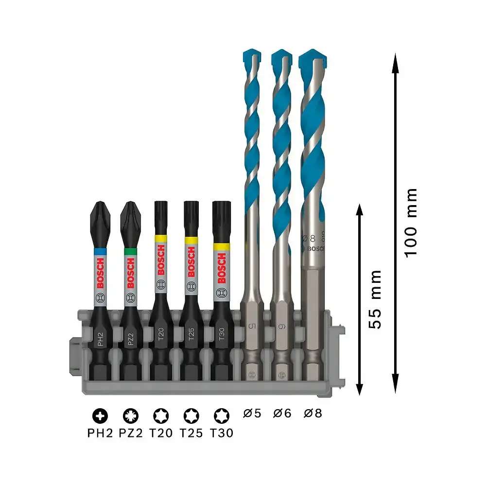 Kit bits e brocas impact set multiconstruction com 8 peças Bosch — fotografia 5