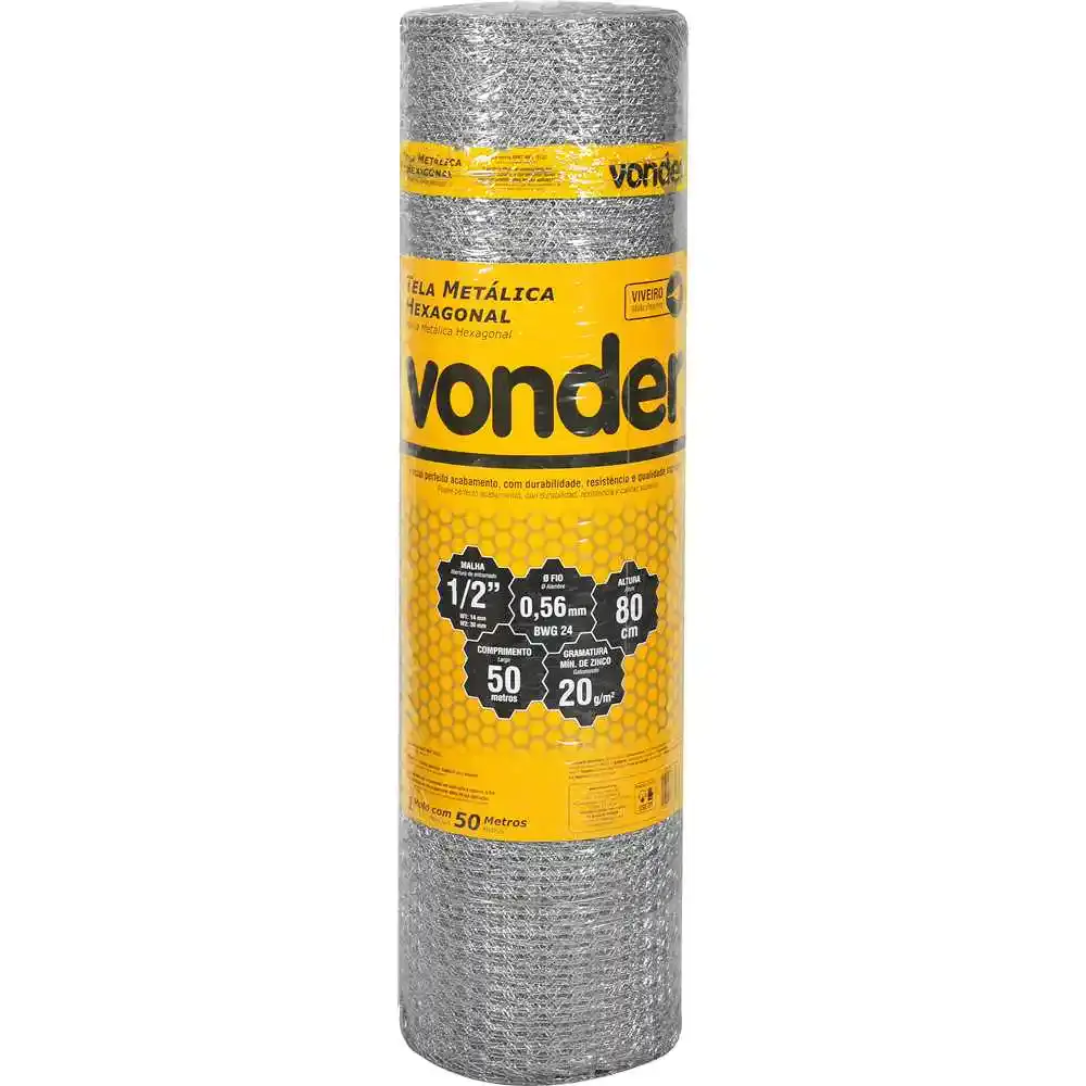Tela Hexagonal Viveiro 1/2 Polegada x 24 x 0,8 x 50 Metros Vonder — fotografia de referência