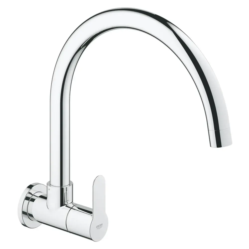 Torneira cozinha parede bica alta cromado bauedge Grohe — fotografia de referência