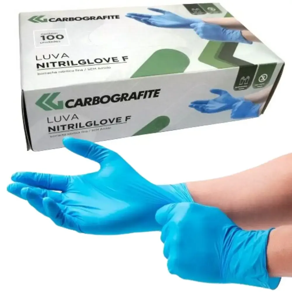 Luva nitrílica nitrilglove f com 100 unidades Carbografite — fotografia de referência