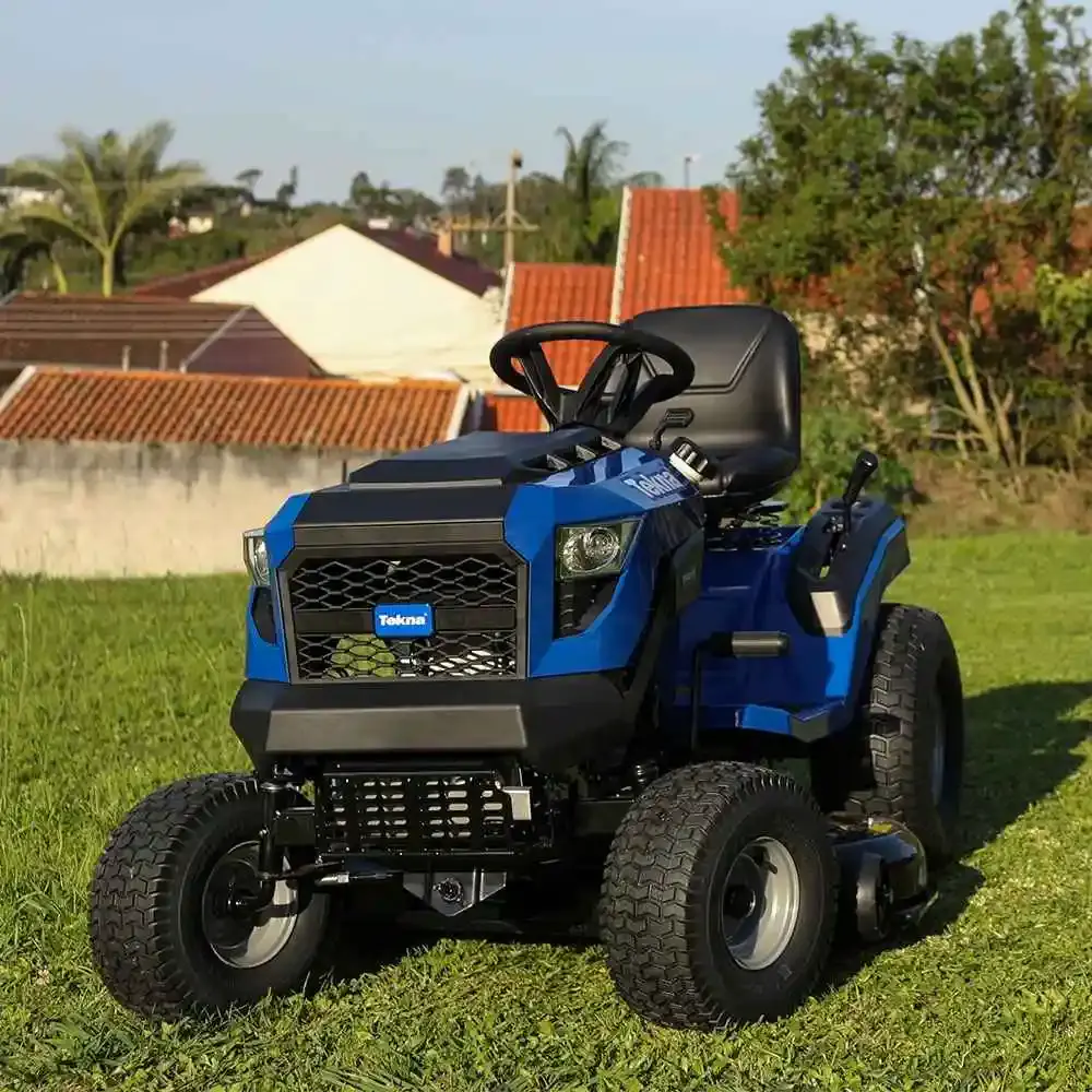 Trator cortador de grama dirigível a gasolina 19,5 HP partida elétrica corte 107 CM TCG42-19M Tekna — fotografia 8