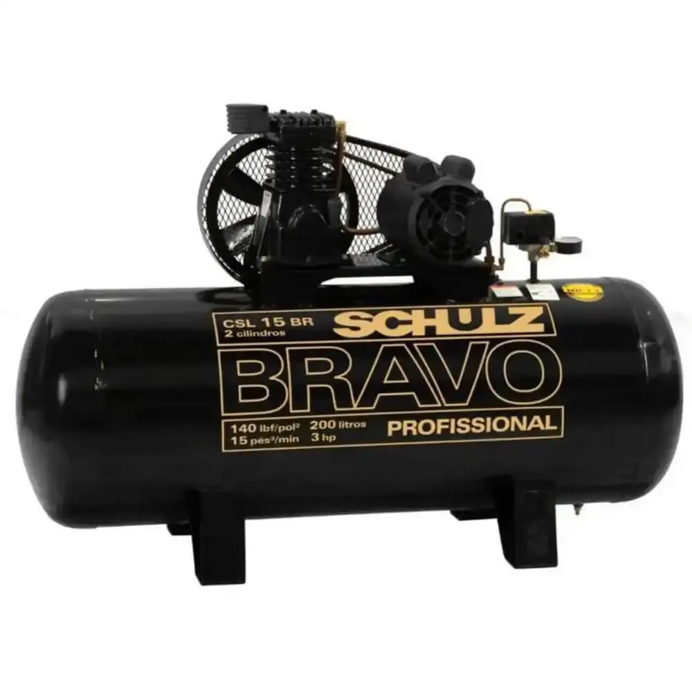 Compressor de ar 3,0 HP 15 pés 200 litros mono 110/220V bravo CSL 15 BR/200 Schulz