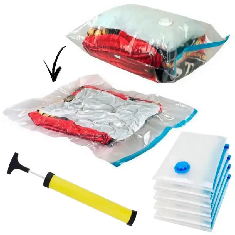 Saco à vácuo guardar roupas 80X100 CM kit 5 peças + bomba sucção Western — fotografia de referência