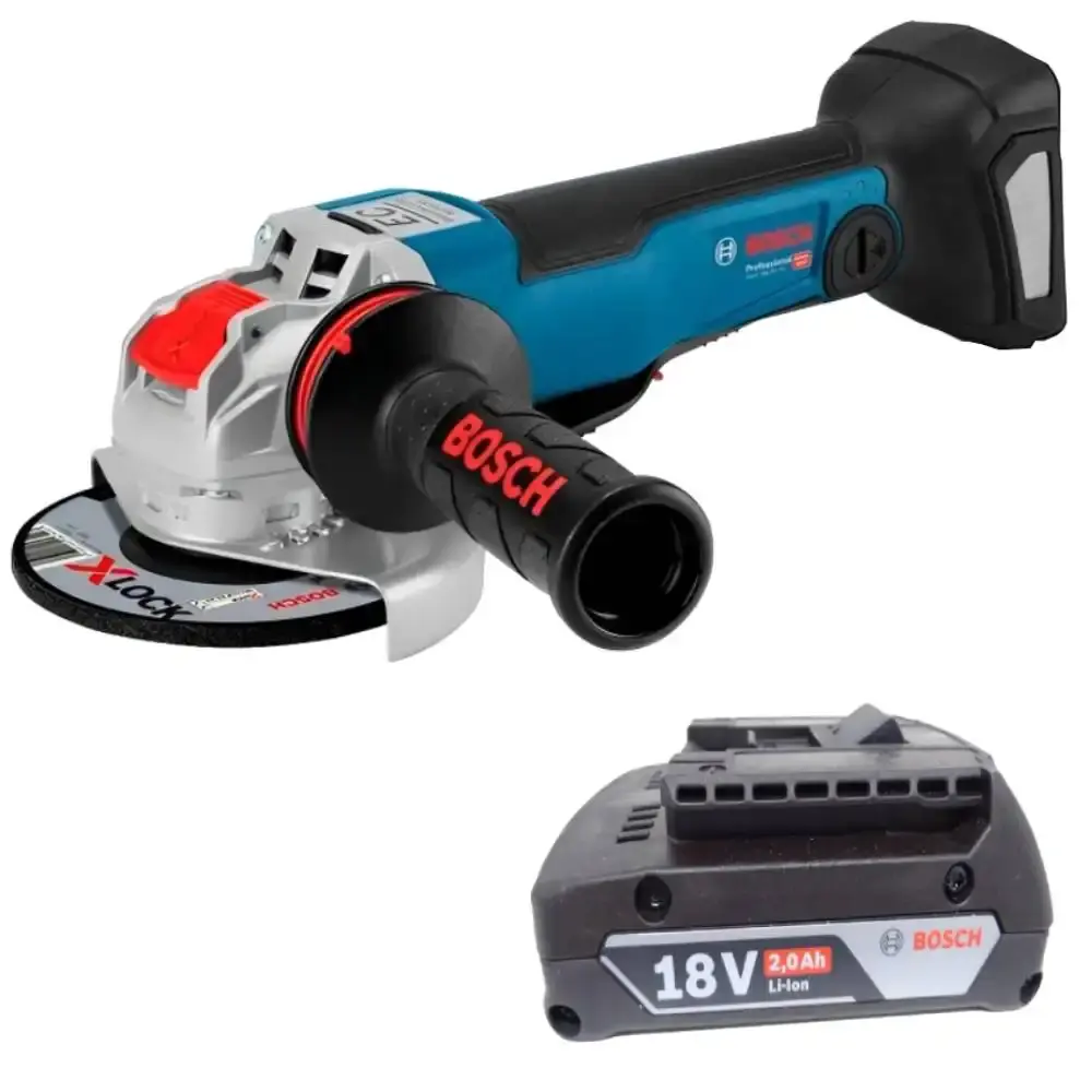 Esmerilhadeira angular 18V 4.1/2 e 5 POL xlock gwx 18V-10 PC bateria 2 AH GBA li-ion Bosch — fotografia de referência