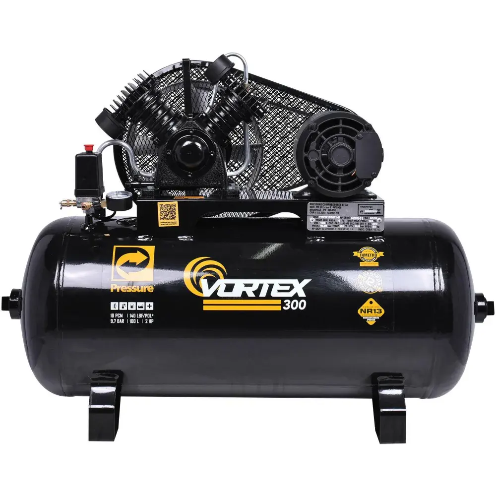 Compressor de ar vortex 300 10PCM 140PSI 100L trifásico Pressure