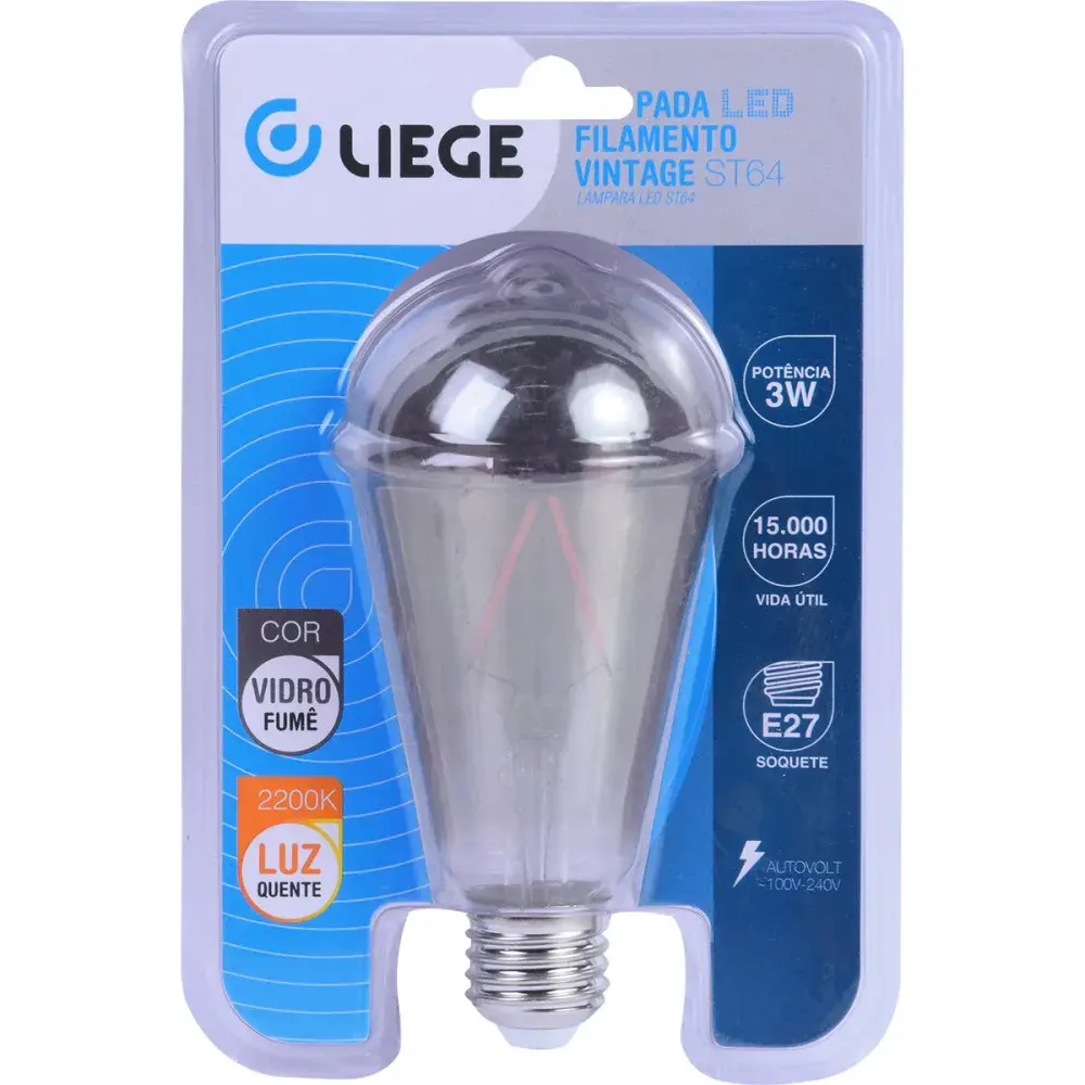 Lâmpada led filamento vintage fumê ST64 bivolt Liege — fotografia 5