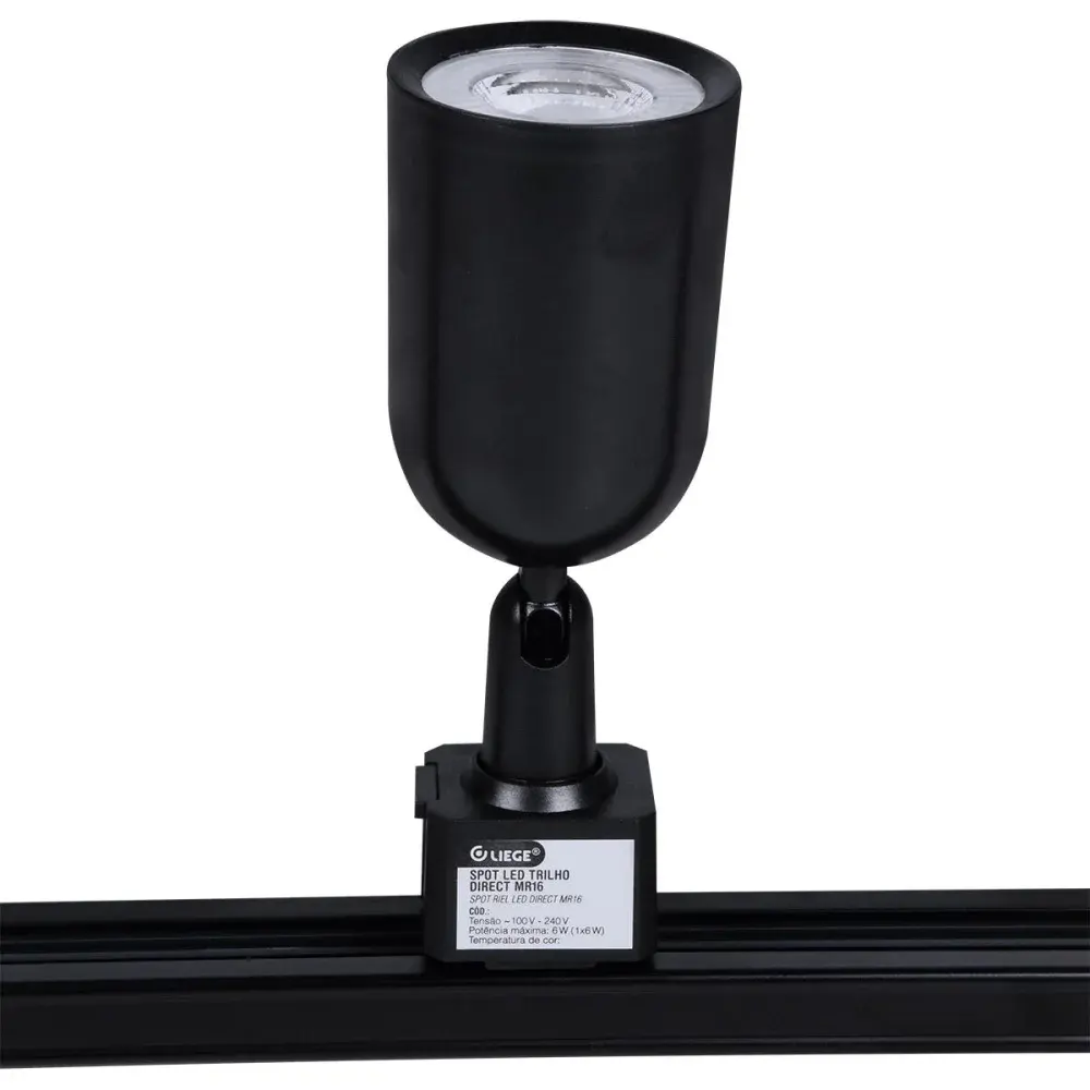 Kit trilho direct led com 3 luminárias 6W 6500K preto bivolt Liege — fotografia 4