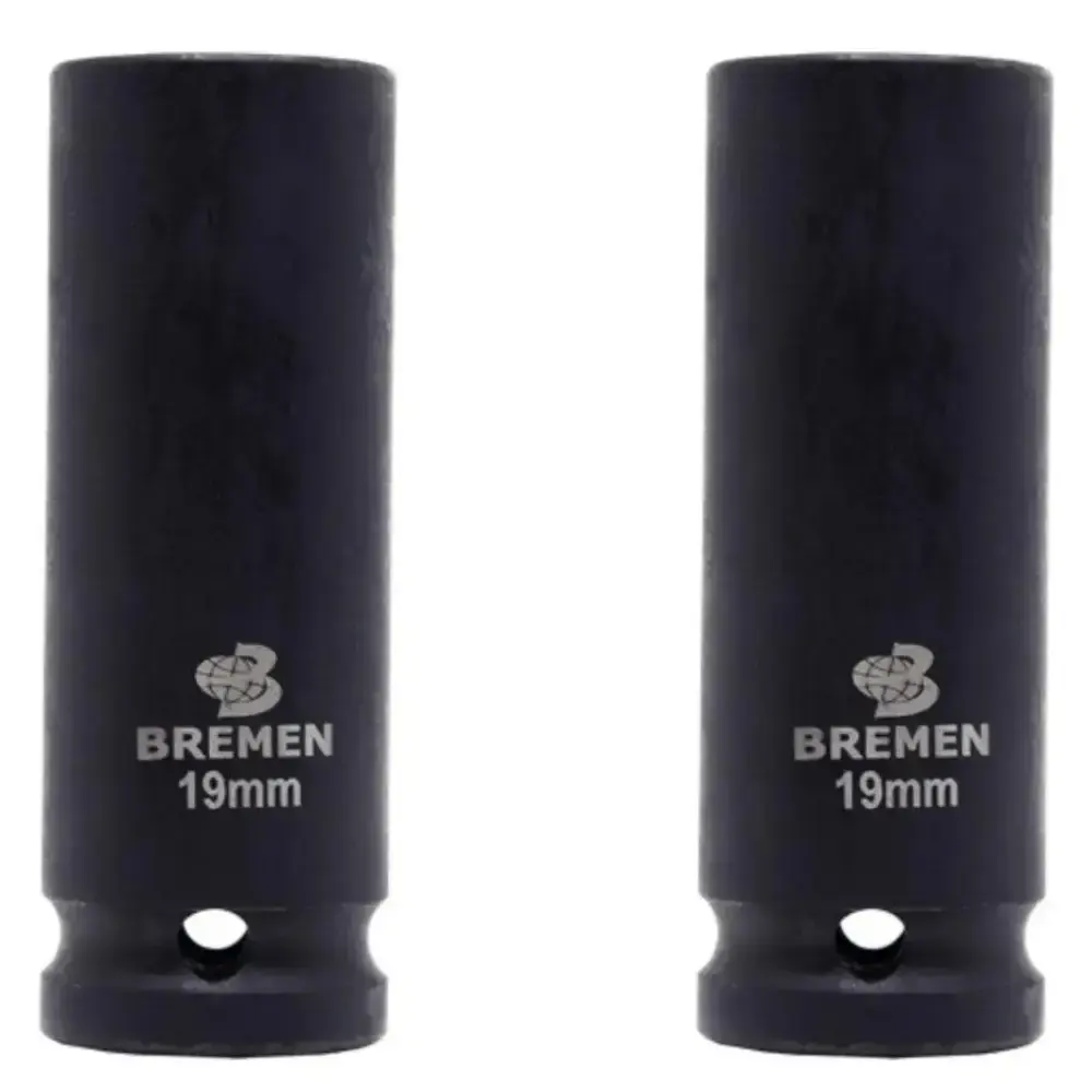 Kit 2 soquetes de impacto longo encaixe 1/2POLX19MM Bremen — fotografia de referência