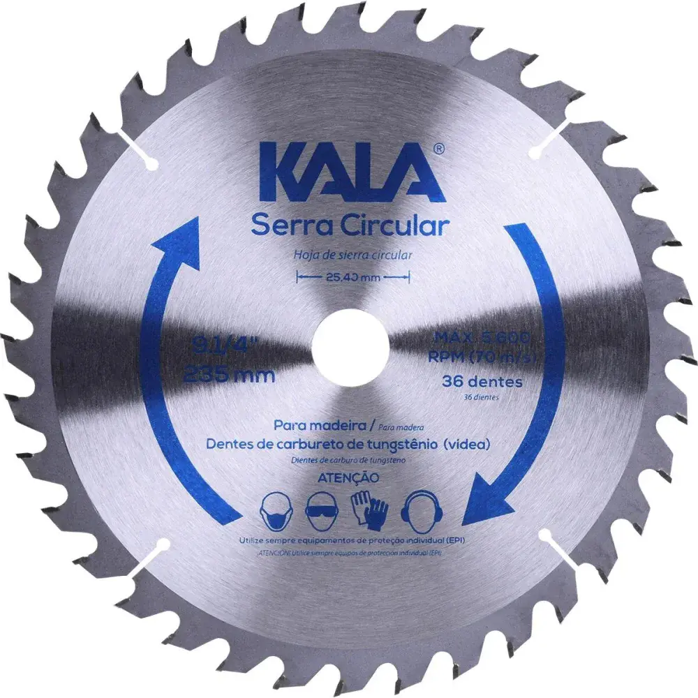 Disco serra circular 9.1/4 para madeira 36 dentes 5600RPM Kala — fotografia 4