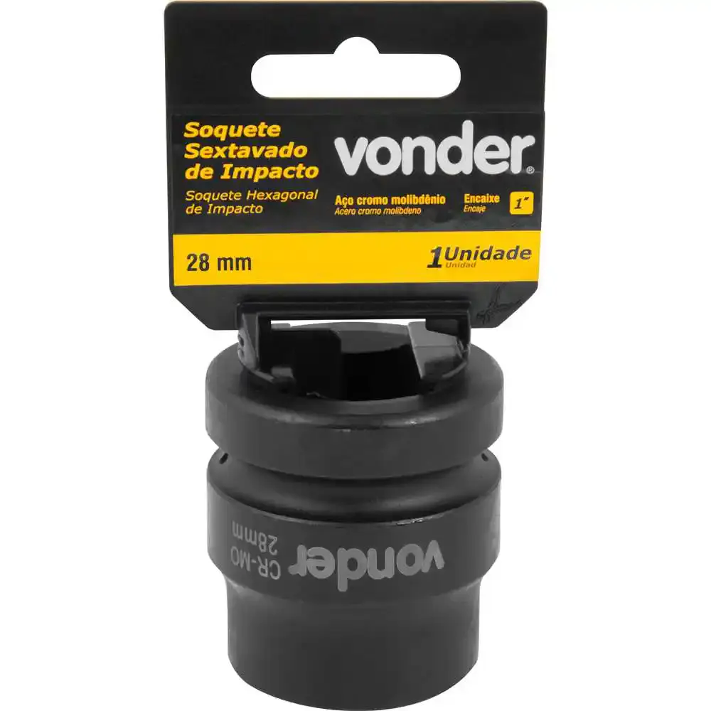 Soquete Sextavado Impacto Encaixe 1 polegada 28MM Cromado VONDER — fotografia 4