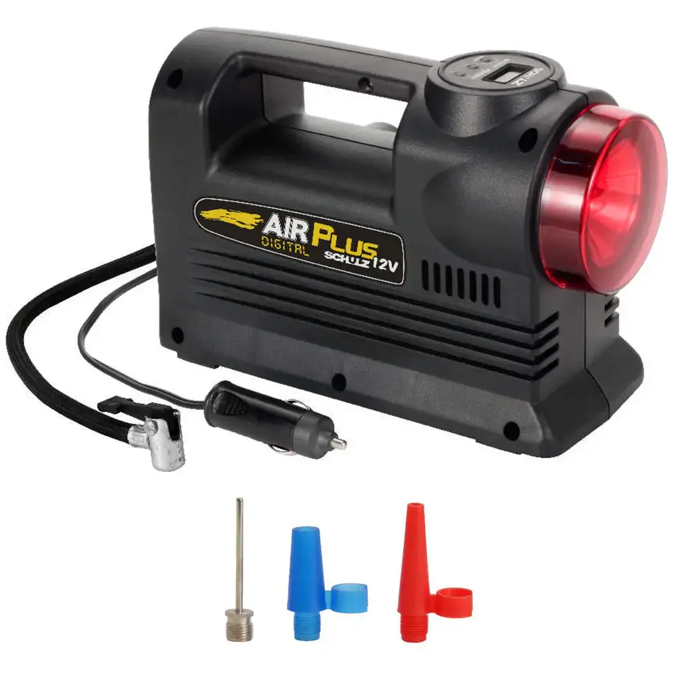 Compressor de ar automotivo acendedor de carros com lanterna air plus 12V digital Schulz