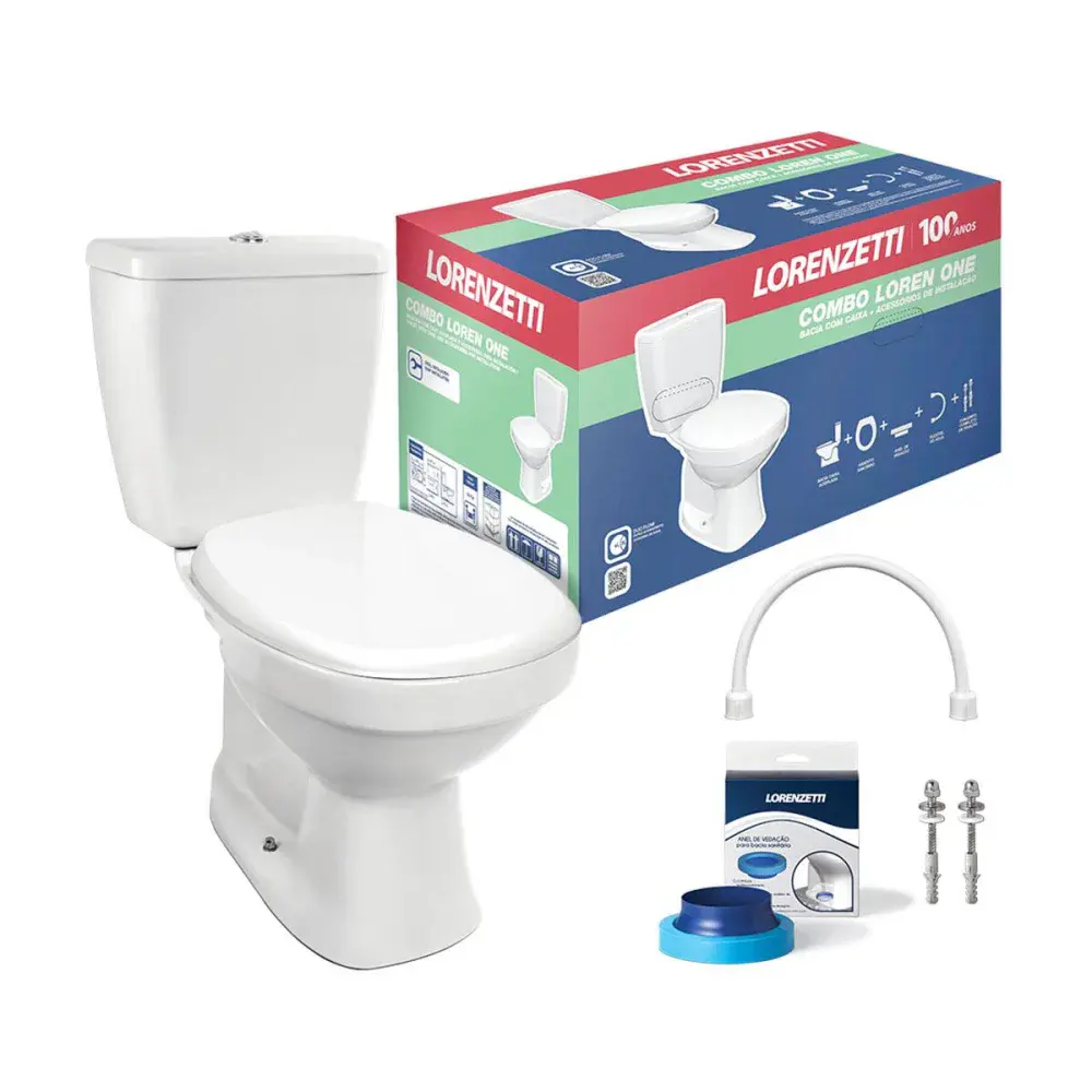Kit bacia e caixa acoplada loren one 3 e 6 litros lorenzetti Lorenzetti Duchas