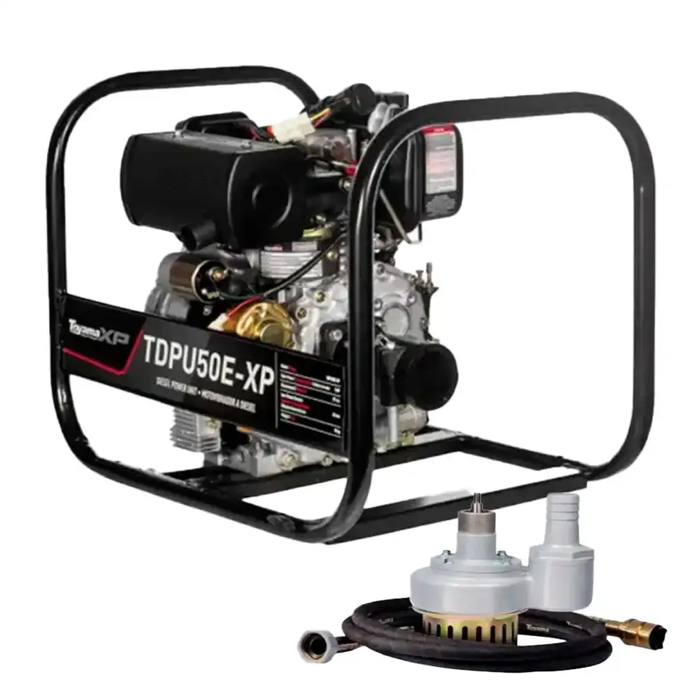 Motor vibrador diesel 5,0HP TDPU50E-XP + bomba submersível com mangote sem motor SC2SUBKIT Toyama — fotografia de referência