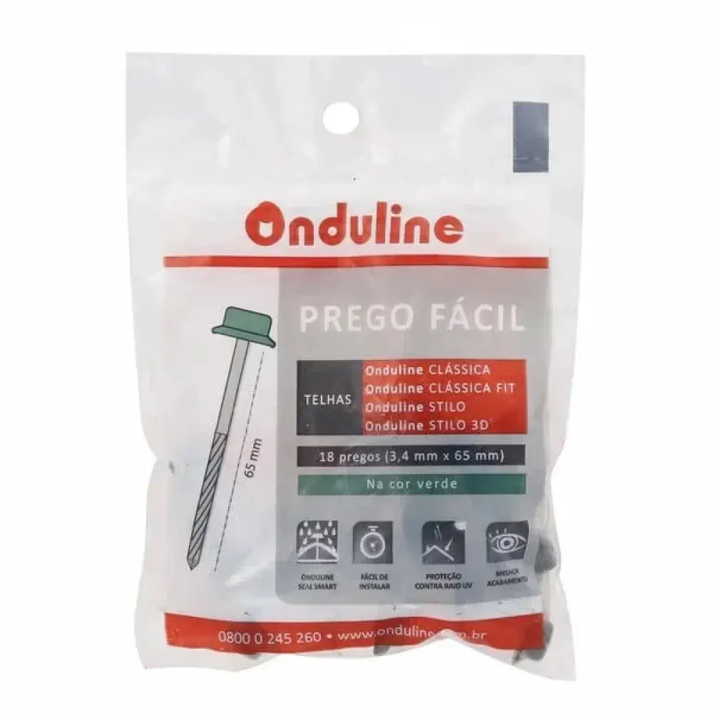 Kit fixação verde 18 pregos e 18 anilhas Onduline — fotografia 3