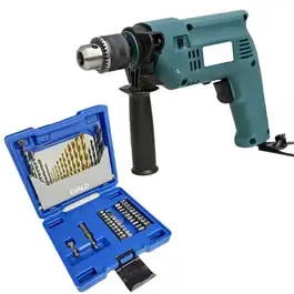 Furadeira de impacto 3/8 POL 550W com estojo de brocas e pontas kit com 41 peças Evald — fotografia 2