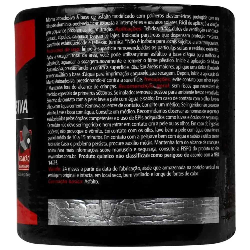 Fita manta asfáltica autoadesiva alumínio 15CM x 10M Worker — fotografia 8