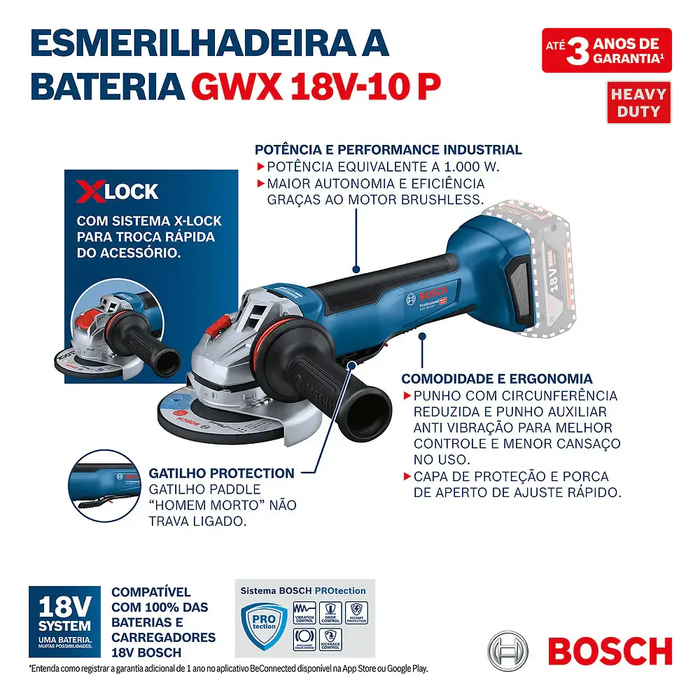 Esmerilhadeira 5 pol x-lock sem bateria GWX 18V-10 p Bosch — fotografia 6