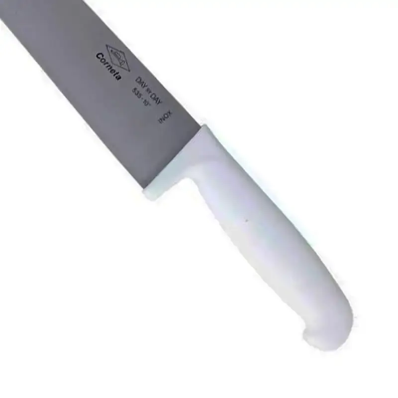 Faca para carne aço inox 10 POL 25 CM cabo branco Corneta — fotografia 3