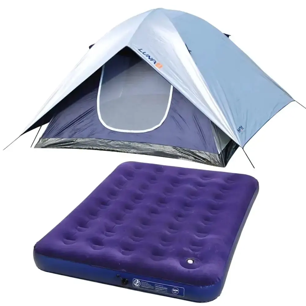 Barraca camping luna para 4 pessoas e colchão inflável multiuso casal Mor — fotografia de referência