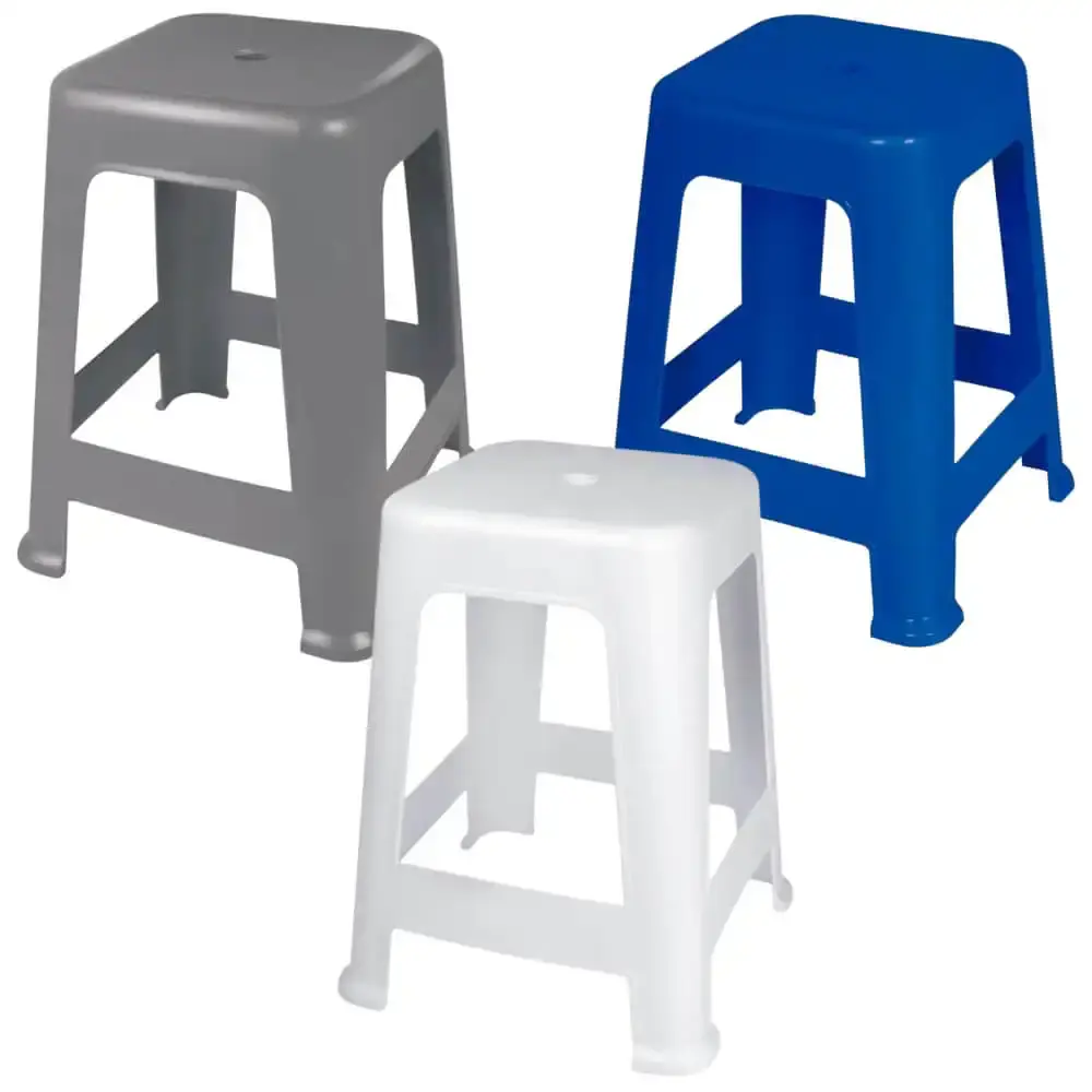 Banqueta Plástica 41 x 36 cm Várias Cores MOR Azul