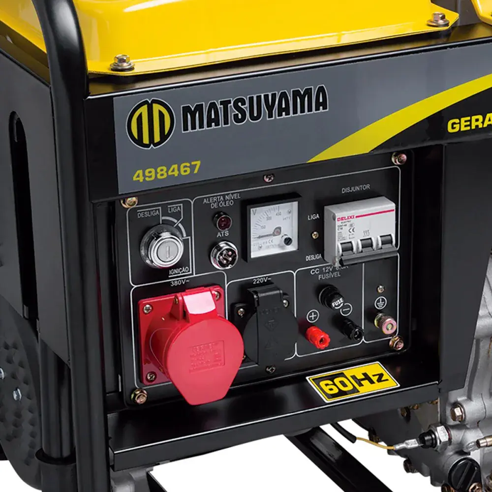 Gerador a diesel elétrica 8000 6,2KVA 12V 60HZ trifásico Matsuyama — fotografia 4