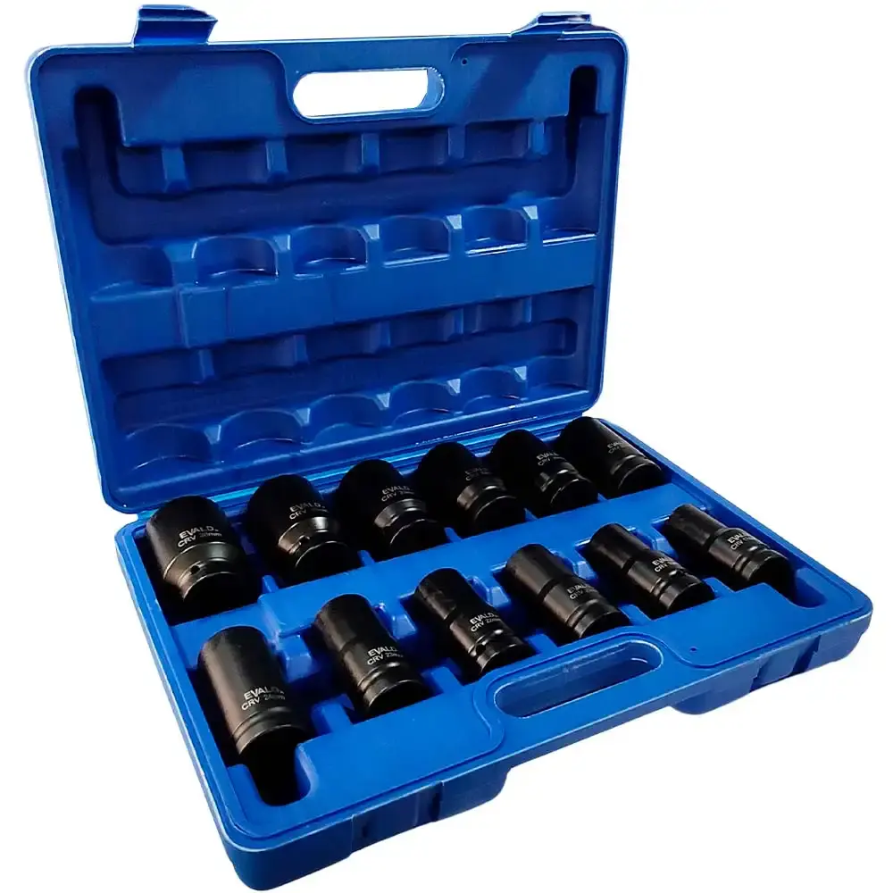 Jogo soquetes longos de impacto 3/4 POL de 17 a 38 MM kit 12 peças EVSLI-12 Evald — fotografia de referência