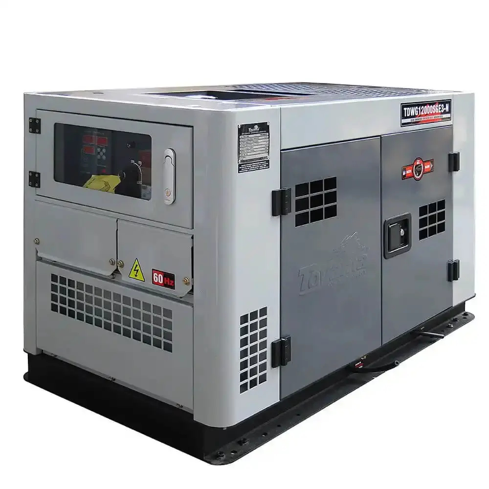 Gerador de energia cabinado à diesel silencioso 10 KVA TDWG12000SGE-N mono bivolt Toyama — fotografia de referência