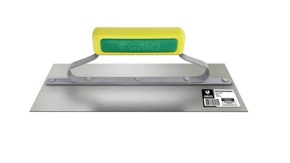 Desempenadeira de aço inox 12X29CM para gesso com cabo Galo — fotografia de referência