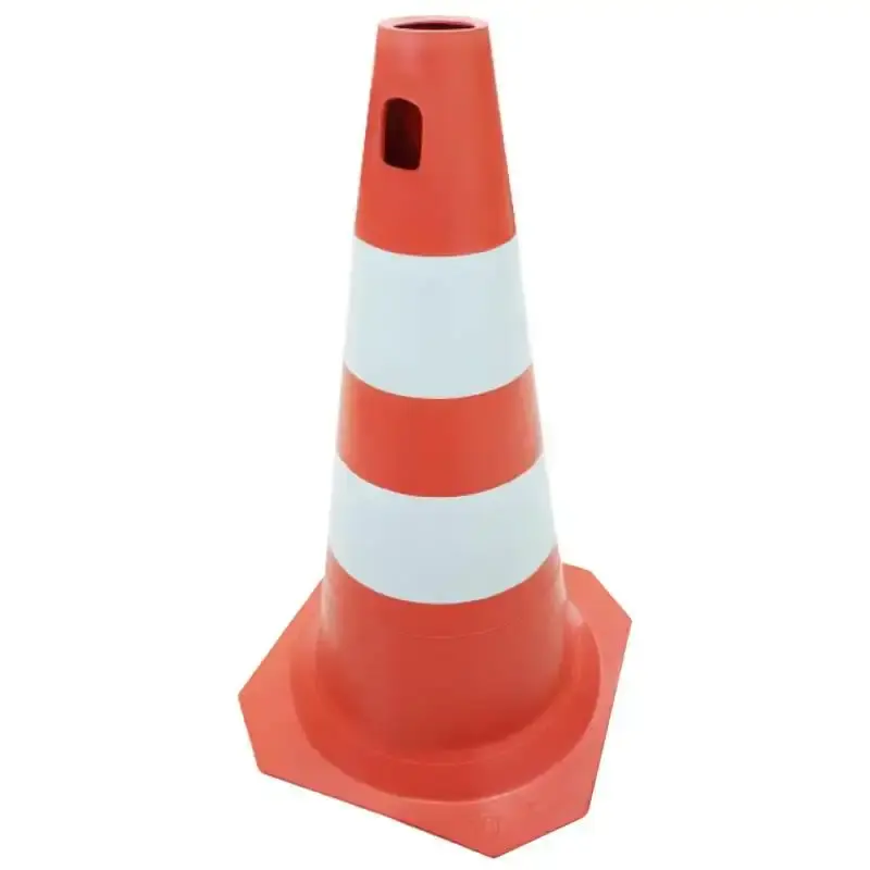 Cone sinalizador rígido PLT de PVC laranja e branco 50 CM Plastcor — fotografia de referência