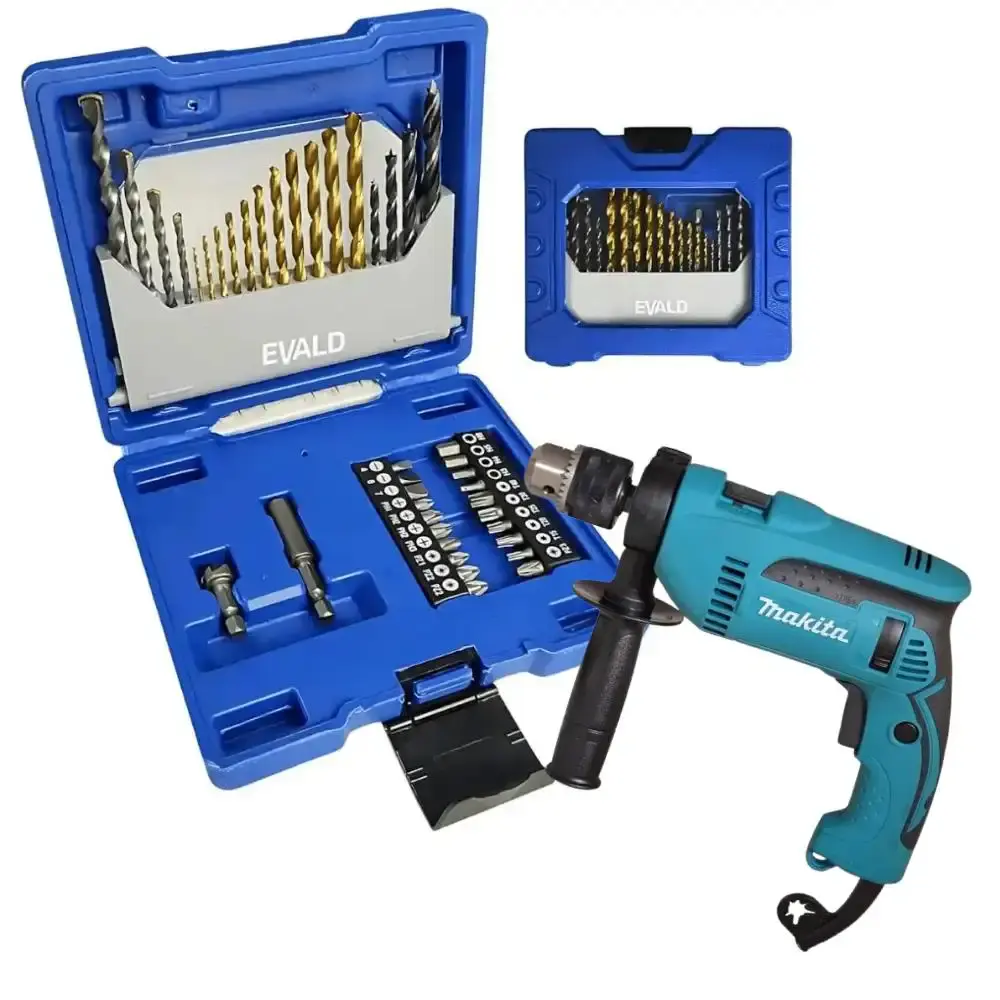 Furadeira imp 1/2POL Makita com estojo 41 brocas e pontas evald 110 V — fotografia de referência
