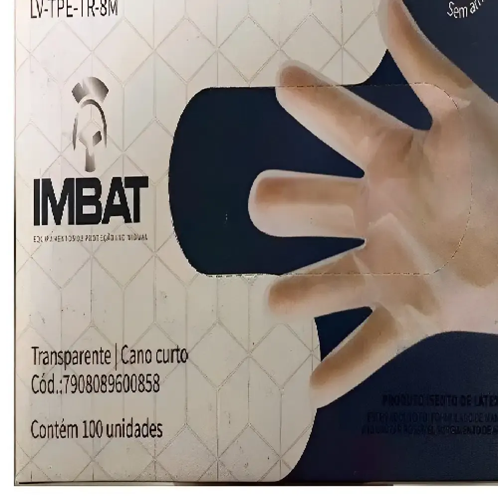 Luva procedimento descartável transparente g com 100 unidades Imbat — fotografia 3