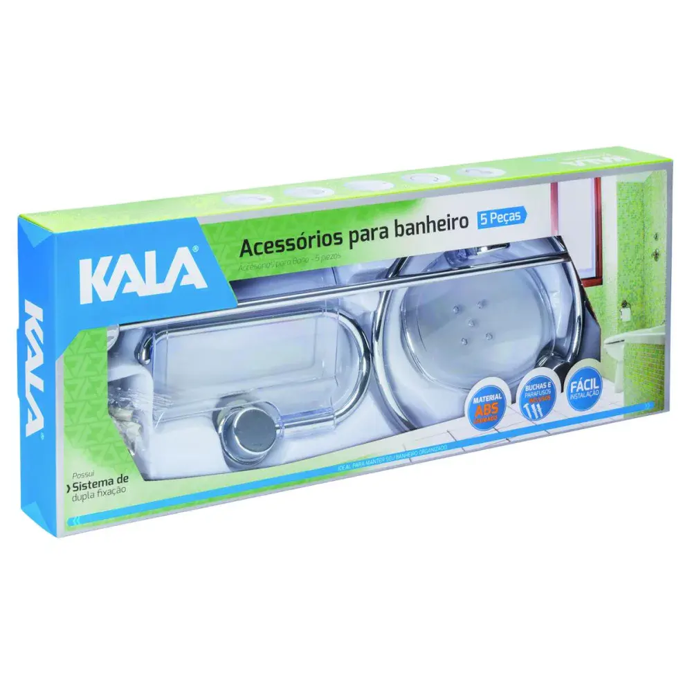 Kit de acessórios para banheiro com abs cromado 5 peç Kala — fotografia 2