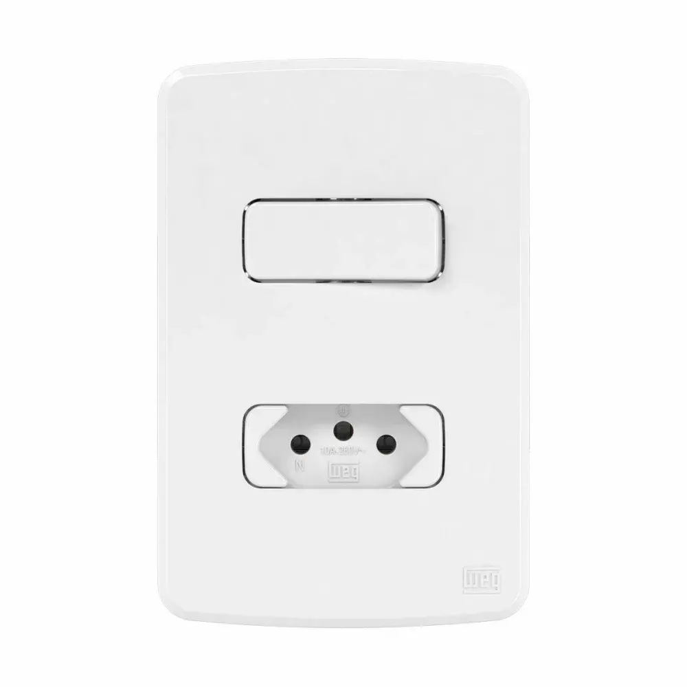 Conjunto interruptor 1TS e tomada 4X2 10A branco da WEG