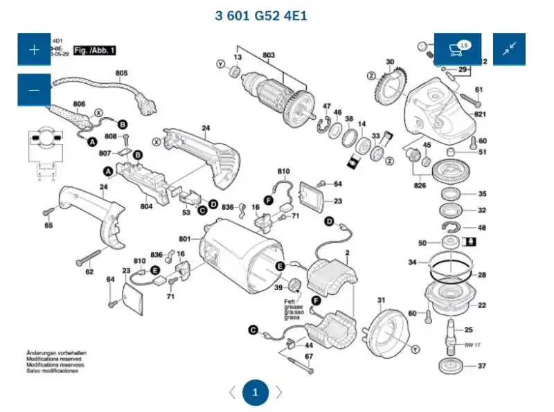 Carcaça de engrenagens para esmerilhadeira GWS 22-180/GWS 22 u F000602168 Bosch — fotografia 4