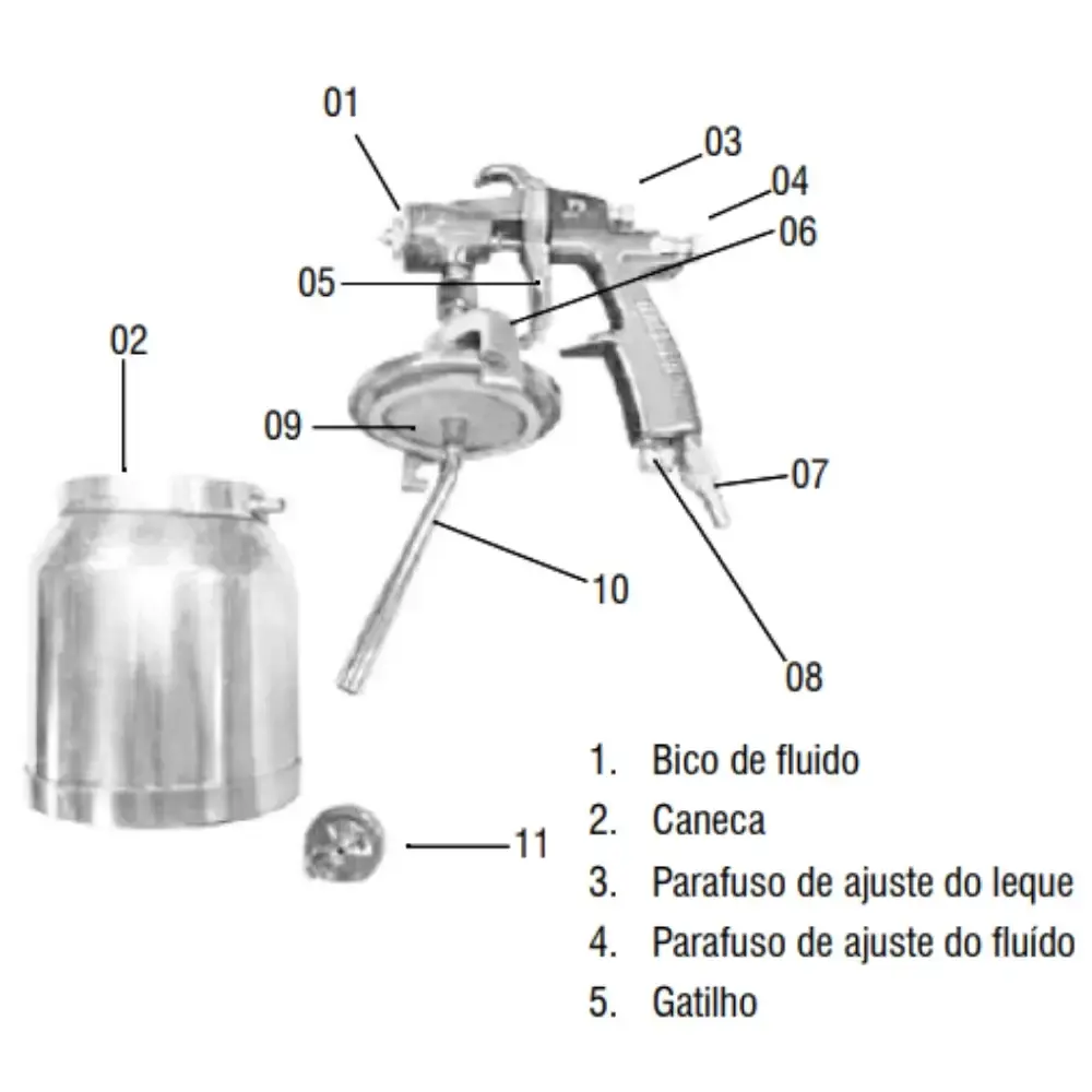 Pistola para pintura com caneca em alumínio tipo sucção PSV-200 Vonder — fotografia 5