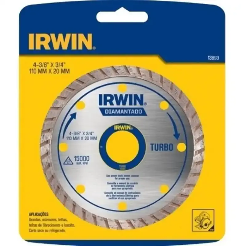 Disco de Corte Diamantado 4.3/8 POL Turbo 110 x 20 MM 13893 IRWIN — fotografia 3