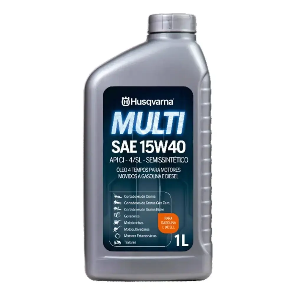Óleo para motor 4 tempos multi 1 litro 15W40 Husqvarna — fotografia de referência