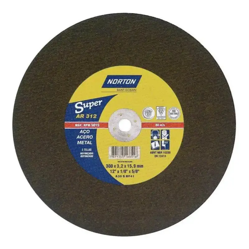 Disco de corte 12 pol com furo de 5/8" AR312 Norton — fotografia de referência