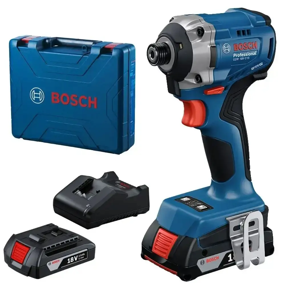 Chave impacto 18V 1/4 POL com 2 baterias 18V maleta Bosch e jogo soquetes 15 pçs evald — fotografia 3