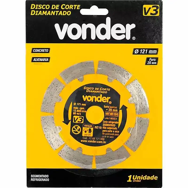 Disco de corte diamantado 121 MM segmentado V3 para cortador CPV 3150 Vonder — fotografia 3