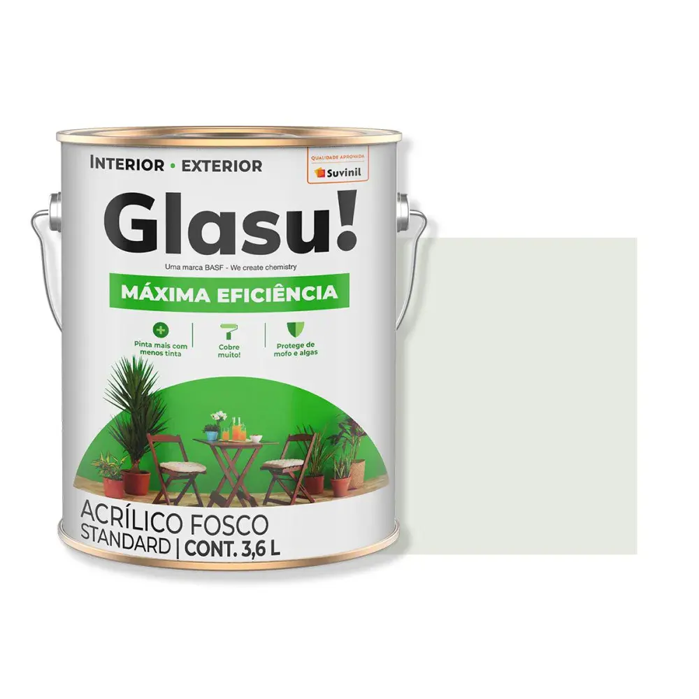 Tinta acrílica máxima eficiência fosco gelo 3,6L glasu Suvinil Glasu! — fotografia de referência