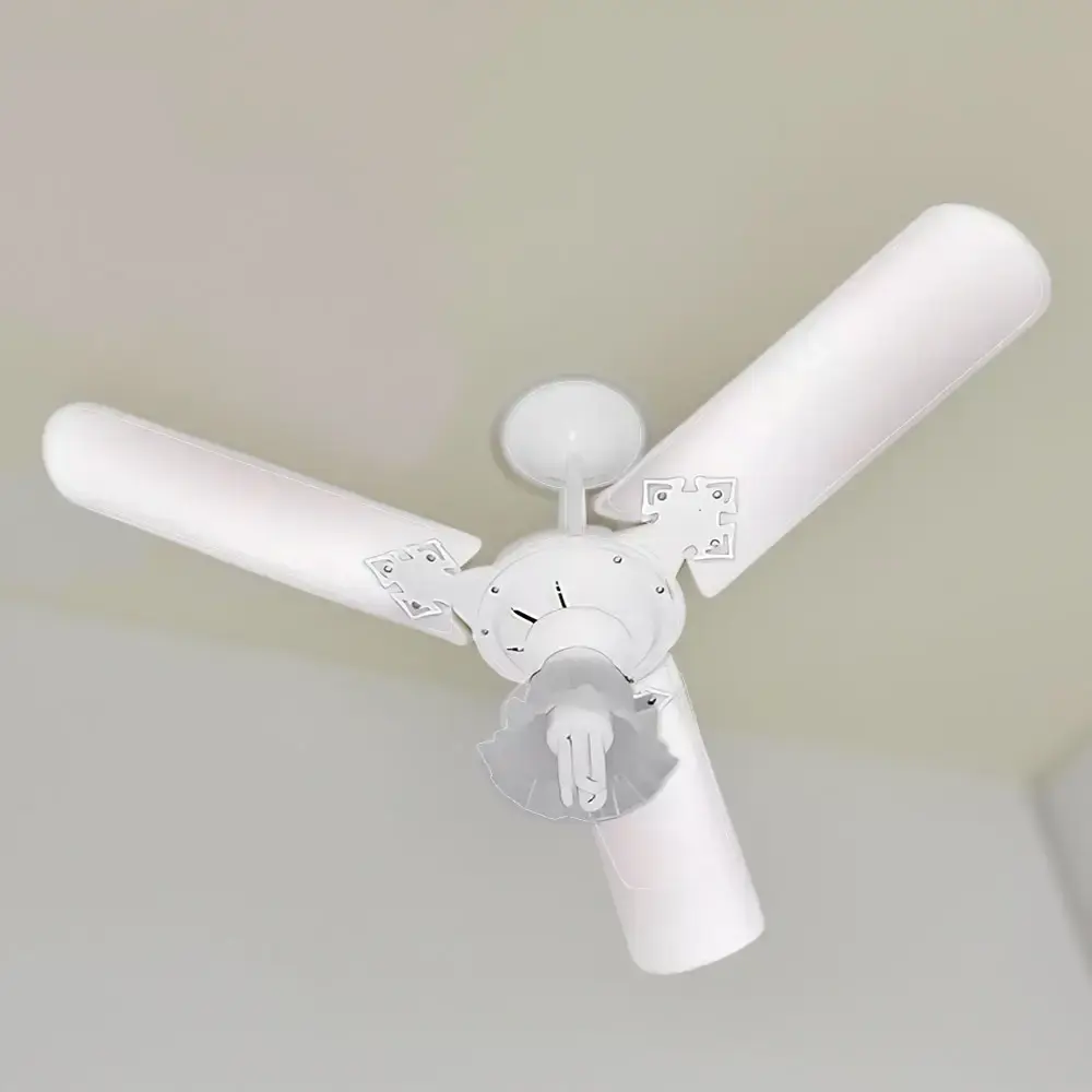 Ventilador de teto 3 pás 130W com lustre várias cores Venti-delta 220 V Branco e Mogno — fotografia 4