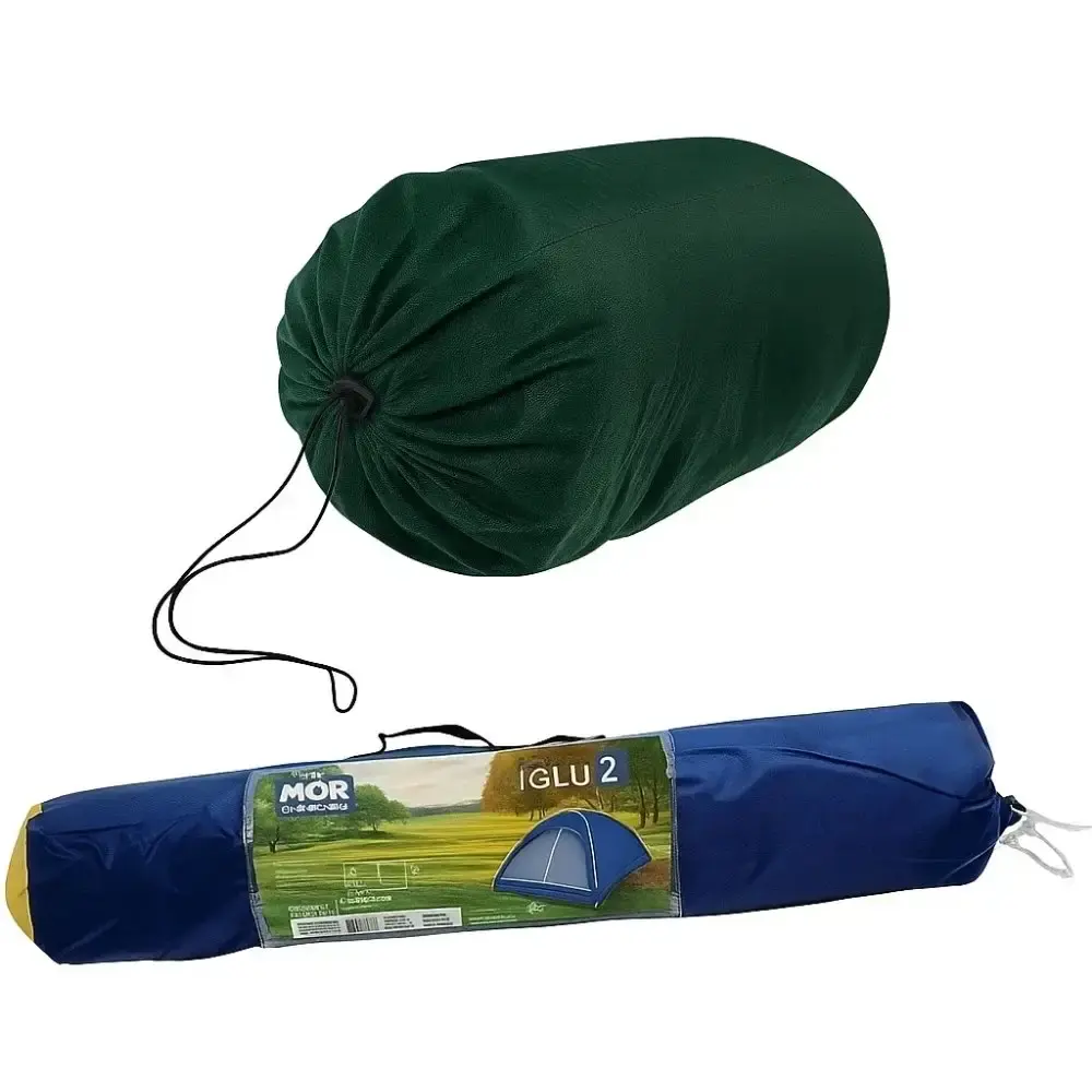 Barraca iglu para camping azul 2 pessoas com saco de dormir Mor — fotografia 2