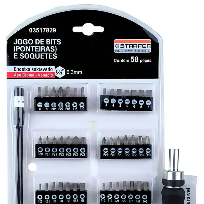 Kit de bits e soquetes com 58 peças 3517829 Starfer — fotografia 2